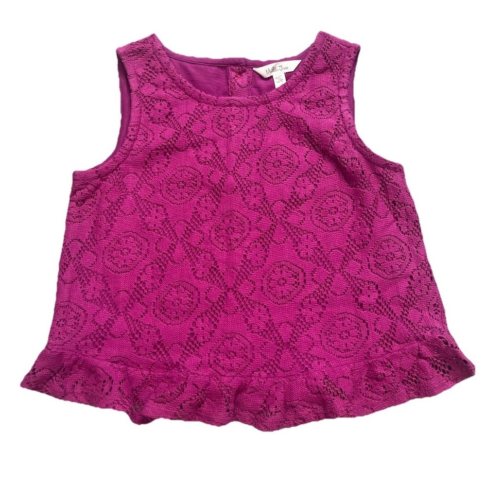Matilda Jane Enchanted Garden Surf's‎ Up Cotton Crochet Purple Tank Size 10
